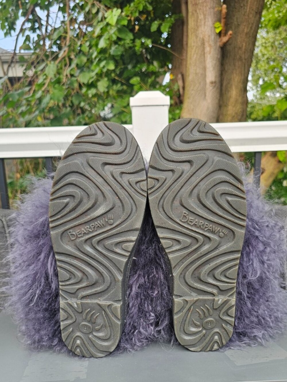💋SHOWSTOPPERS!💋 Bearpaw 100% Curly Mongolian Fur Boots in Purple Gray - Picture 11 of 14